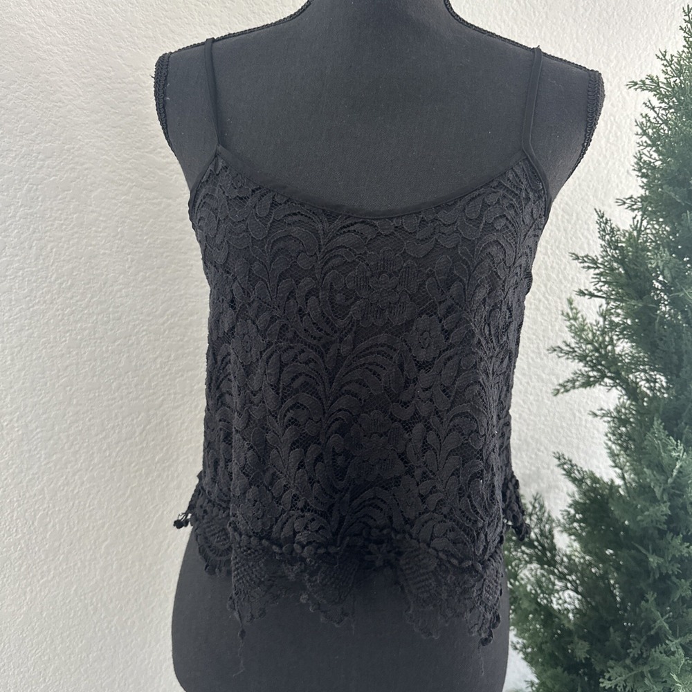 Ambiance Apparel Crop Top Tank Size‎ Large Black Lace Adjustable Straps